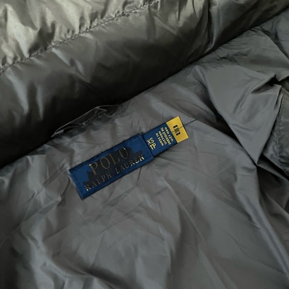 POLO RALPH LAUREN Water Resistant Down Hooded Vest Magnum Grey XS Fur trim - Picture 12 of 16